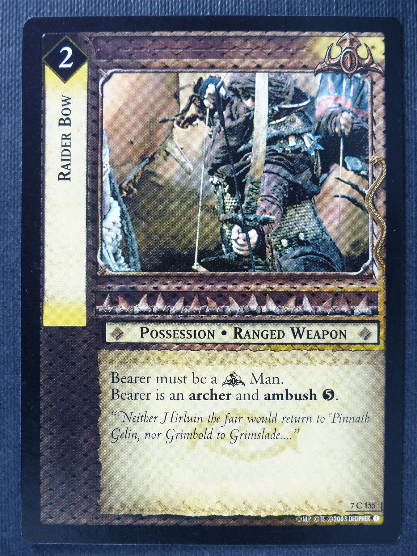 Raider Bow 7 C 155 - LotR Card #3F6