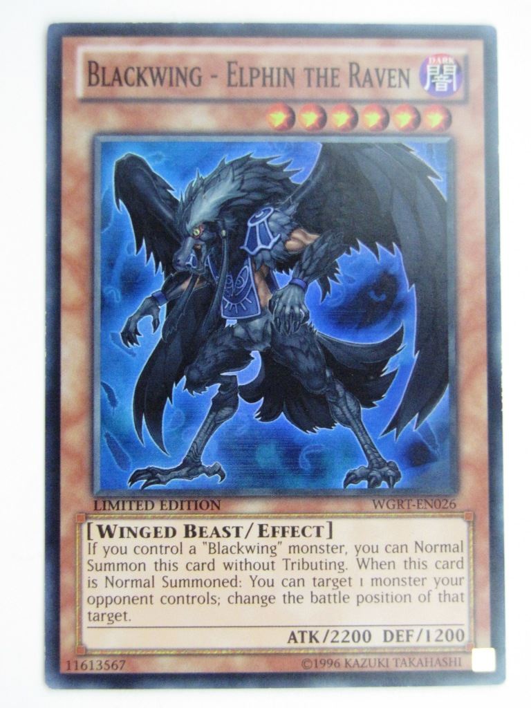 Yugioh Played Cards: BLACKWING - ELPHIN THE RAVEN WGRT SUPER RARE # 29G80