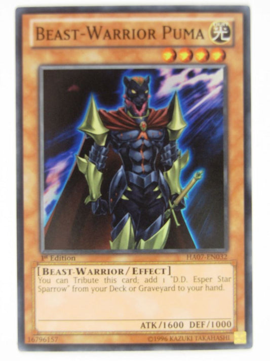 Yugioh Cards: BEAST-WARRIOR PUMA HA07 SUPER RARE # 21F57