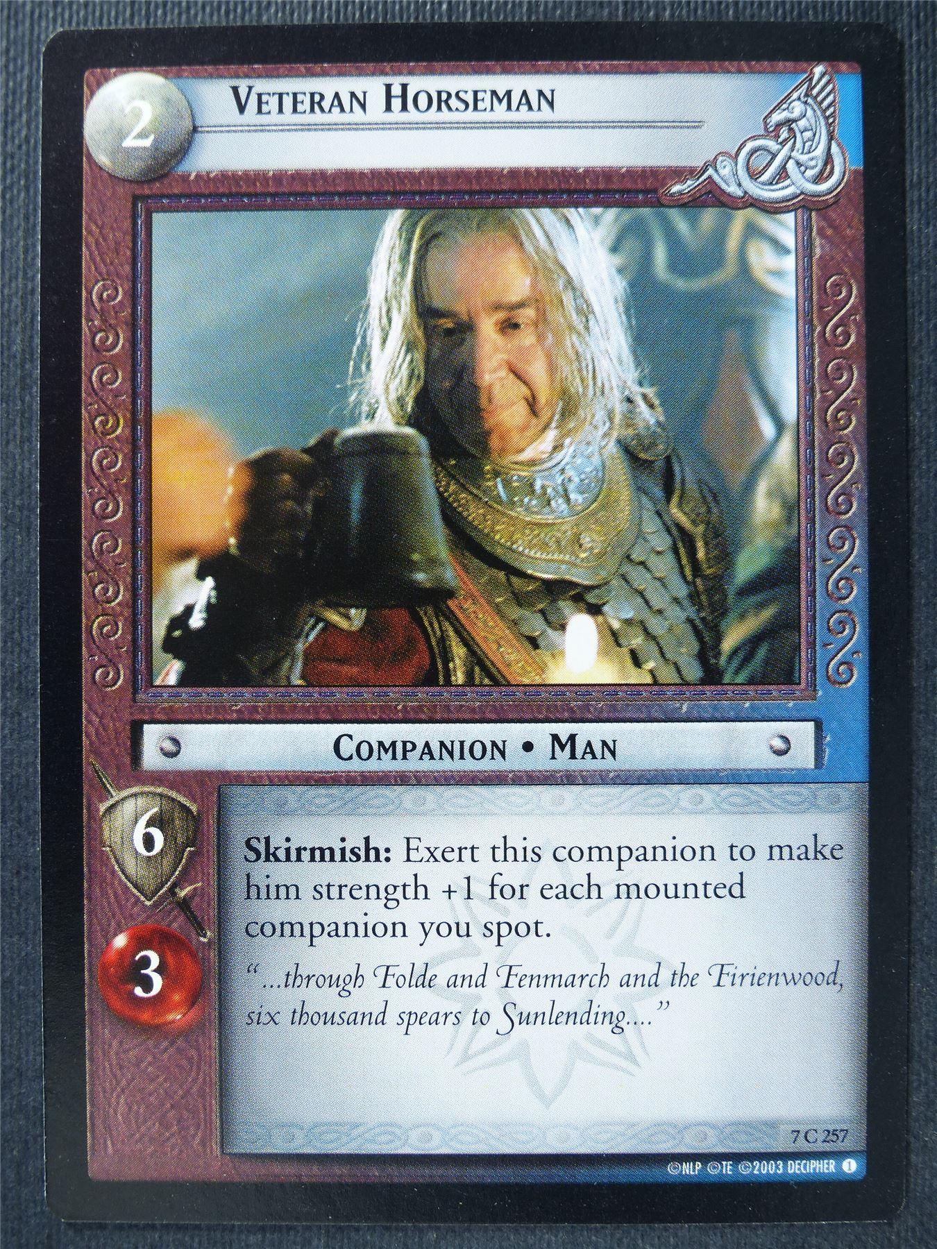 Veteran Horseman 7 C 257 - LotR Card #3H6