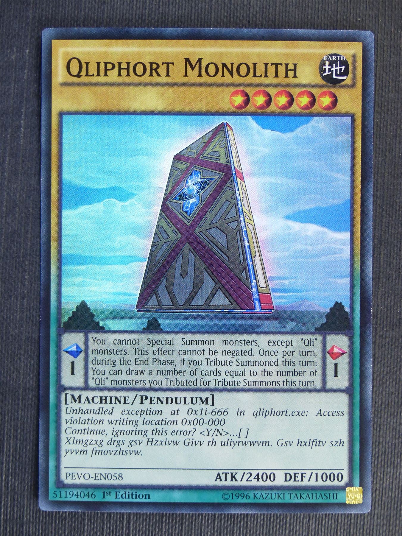 Qliphort Monolith PEVO Super Rare - 1st ed - Yugioh Cards #W1