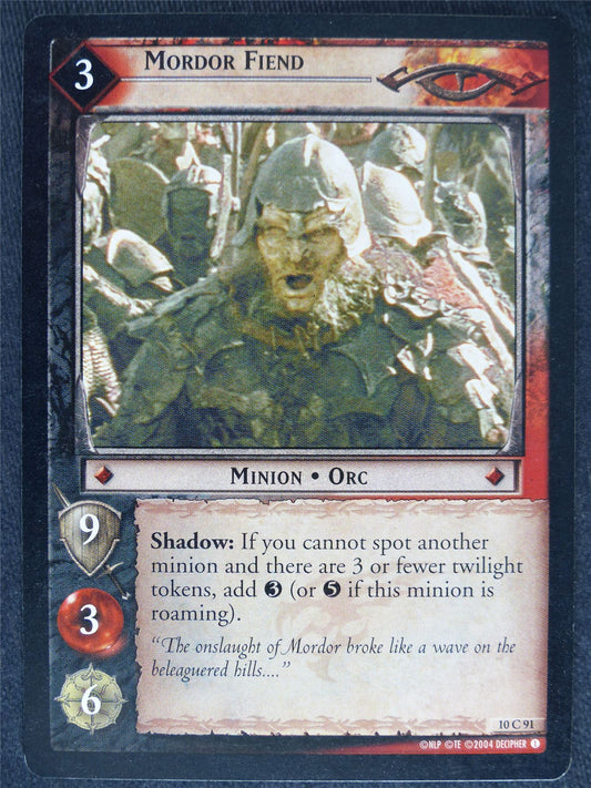 Mordor Fiend 10 C 91 - played - LotR Cards #YS