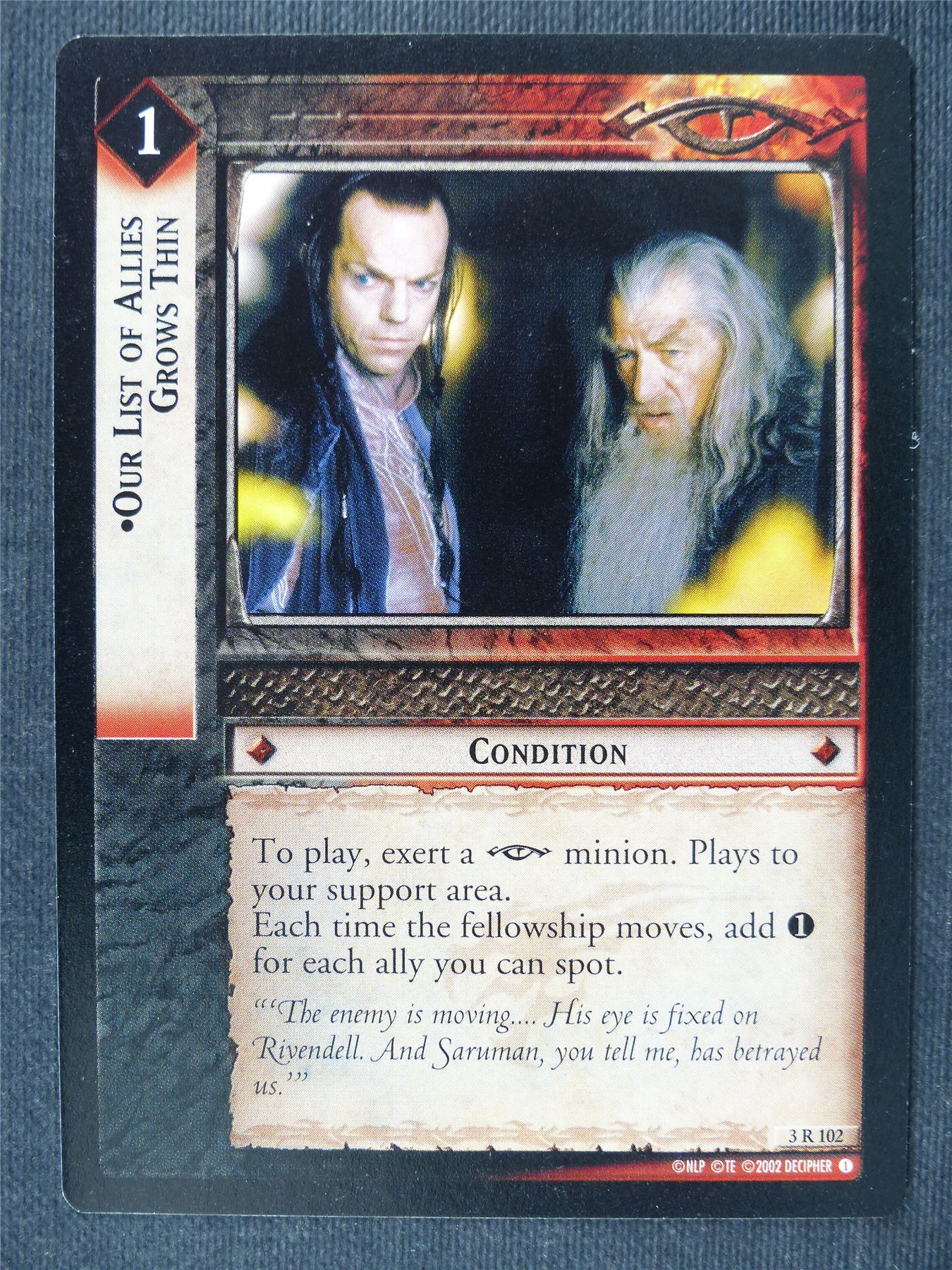 Our List of Allies Grows Thin 3 R 102 - LotrR Cards #3GJ