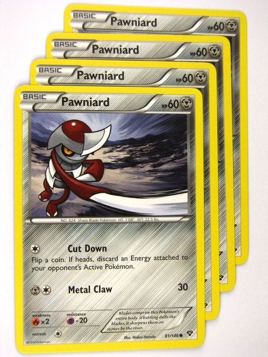 Pokemon Cards: PAWNIARD 81/146 x4: X & Y