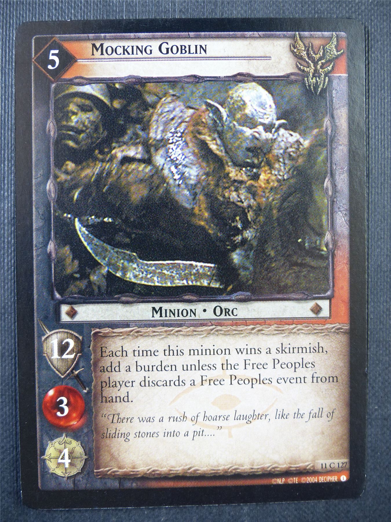 Mocking Goblin 11 C 127 - LotR Card #76T