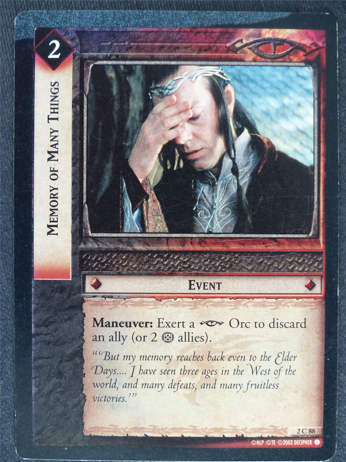 Memory of Many Things 2 C 88 misprint - played - LotR Cards #Y1