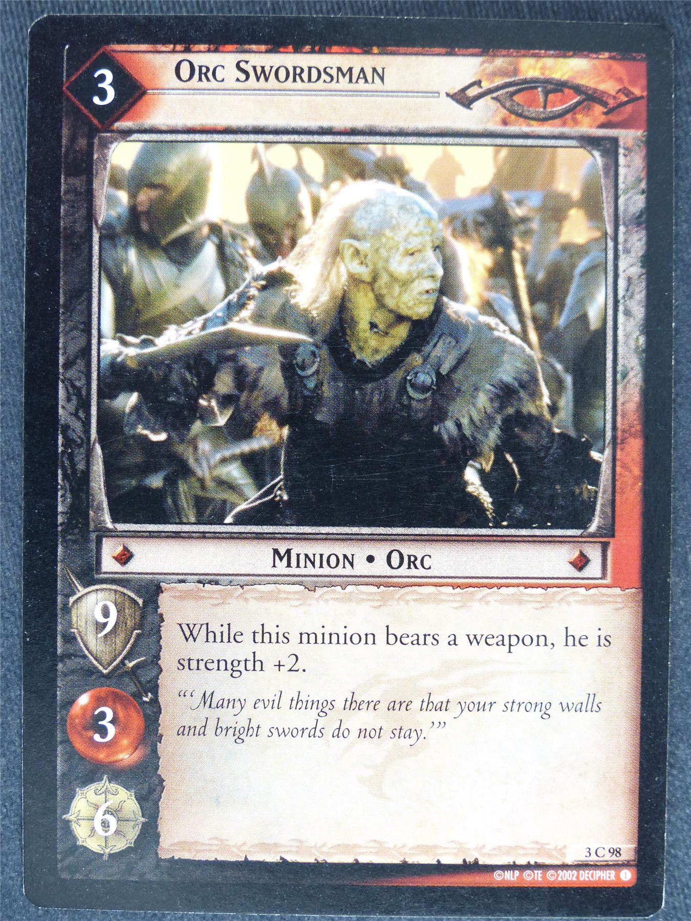 Orc Swordsman 3 C 98 - played - LotR Cards #YO