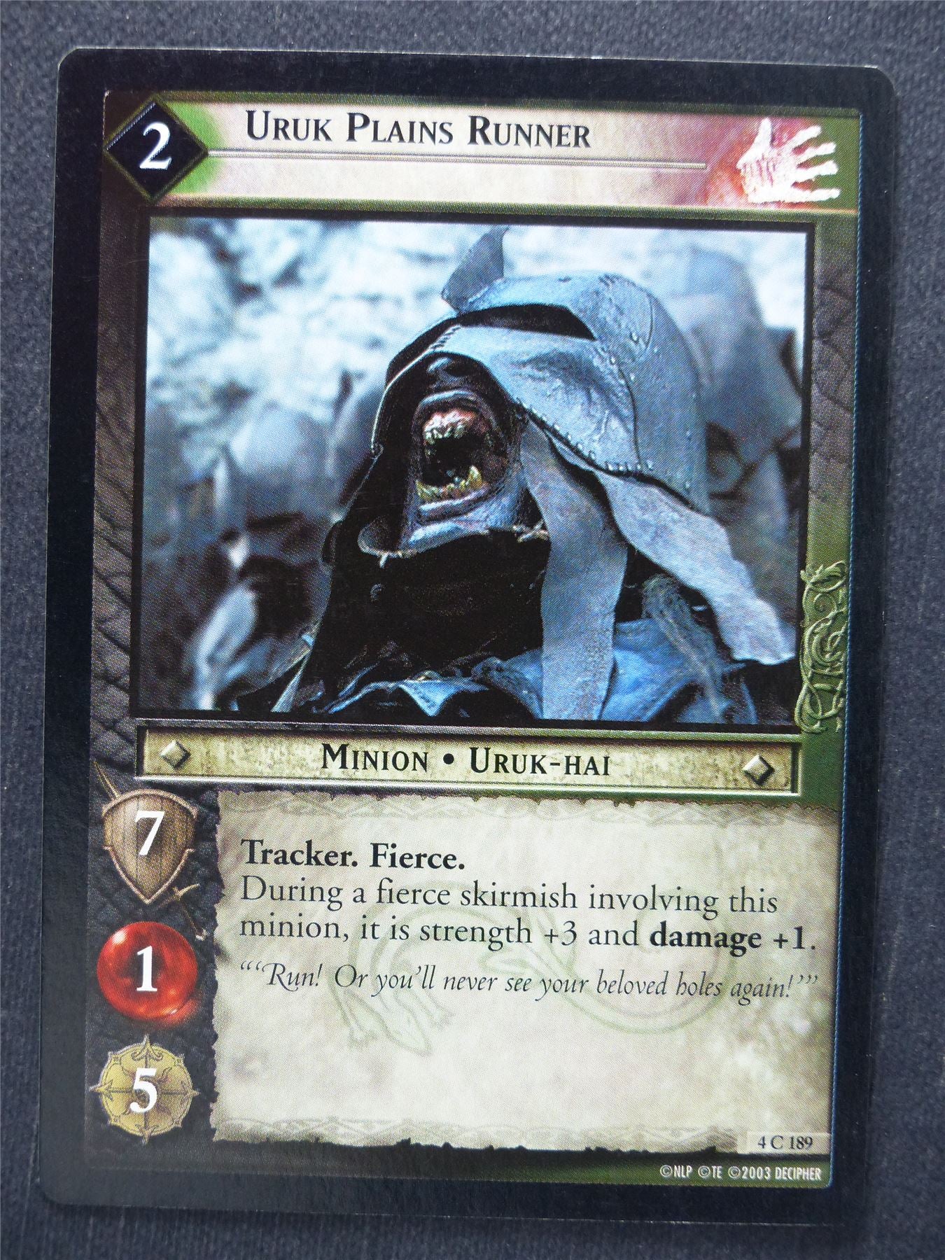 Uruk Plains Runner 4 C 189 - LotR Cards #S4