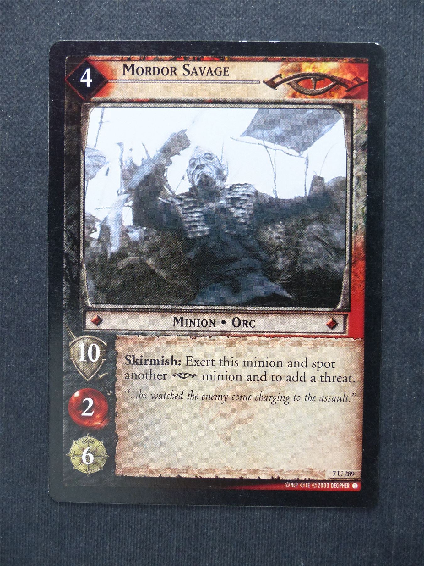 Mordor Savage 7 U 289 - LotR Cards #8G