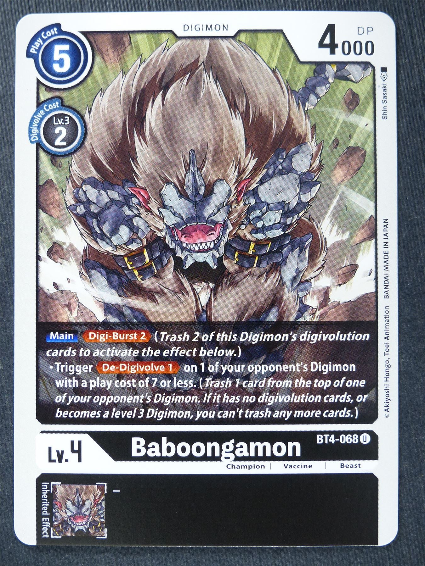 Baboongamon BT4-068 U - Digimon Cards #ZS