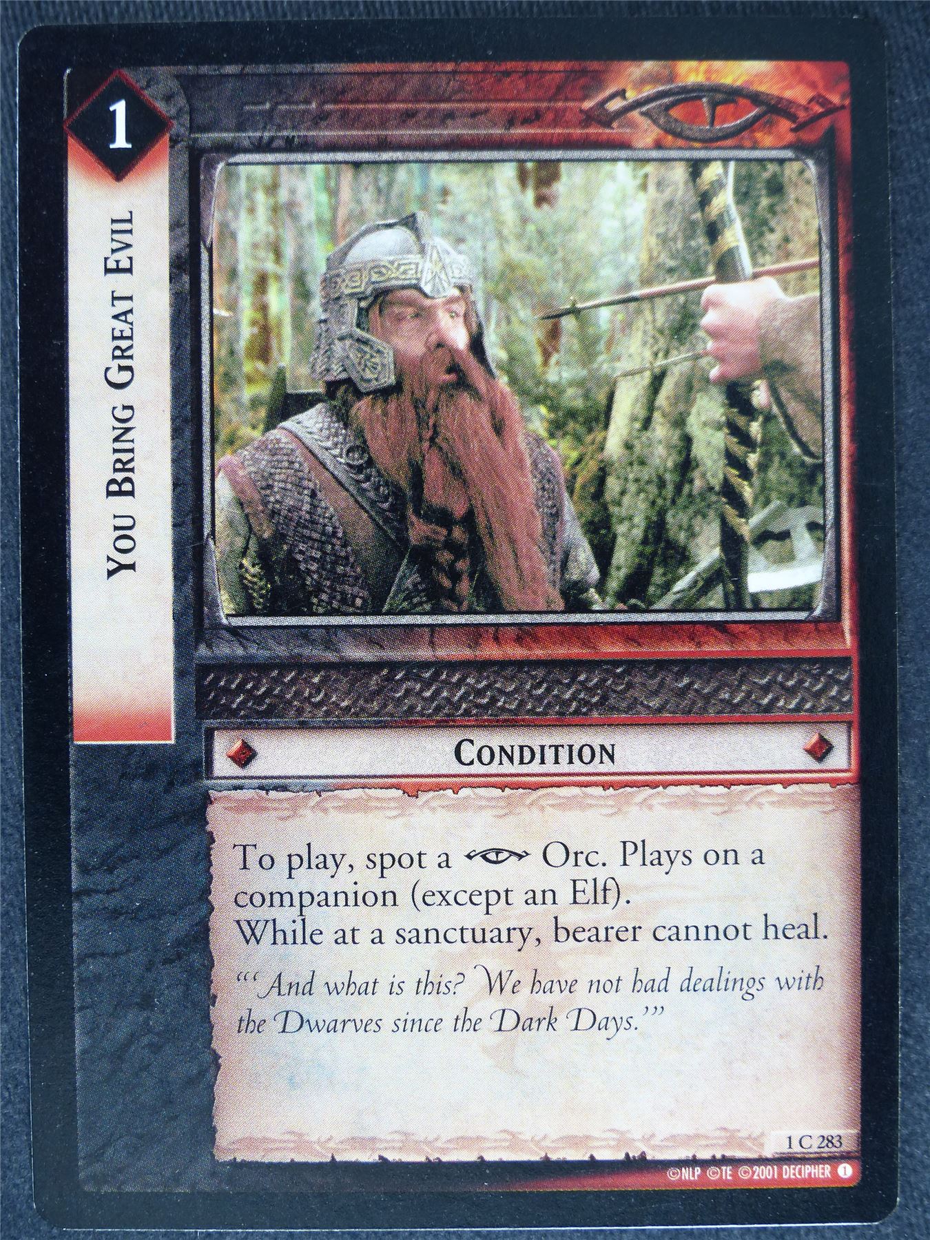 You Bring Great Evil 1 C 283 - played - LotR Cards #XM