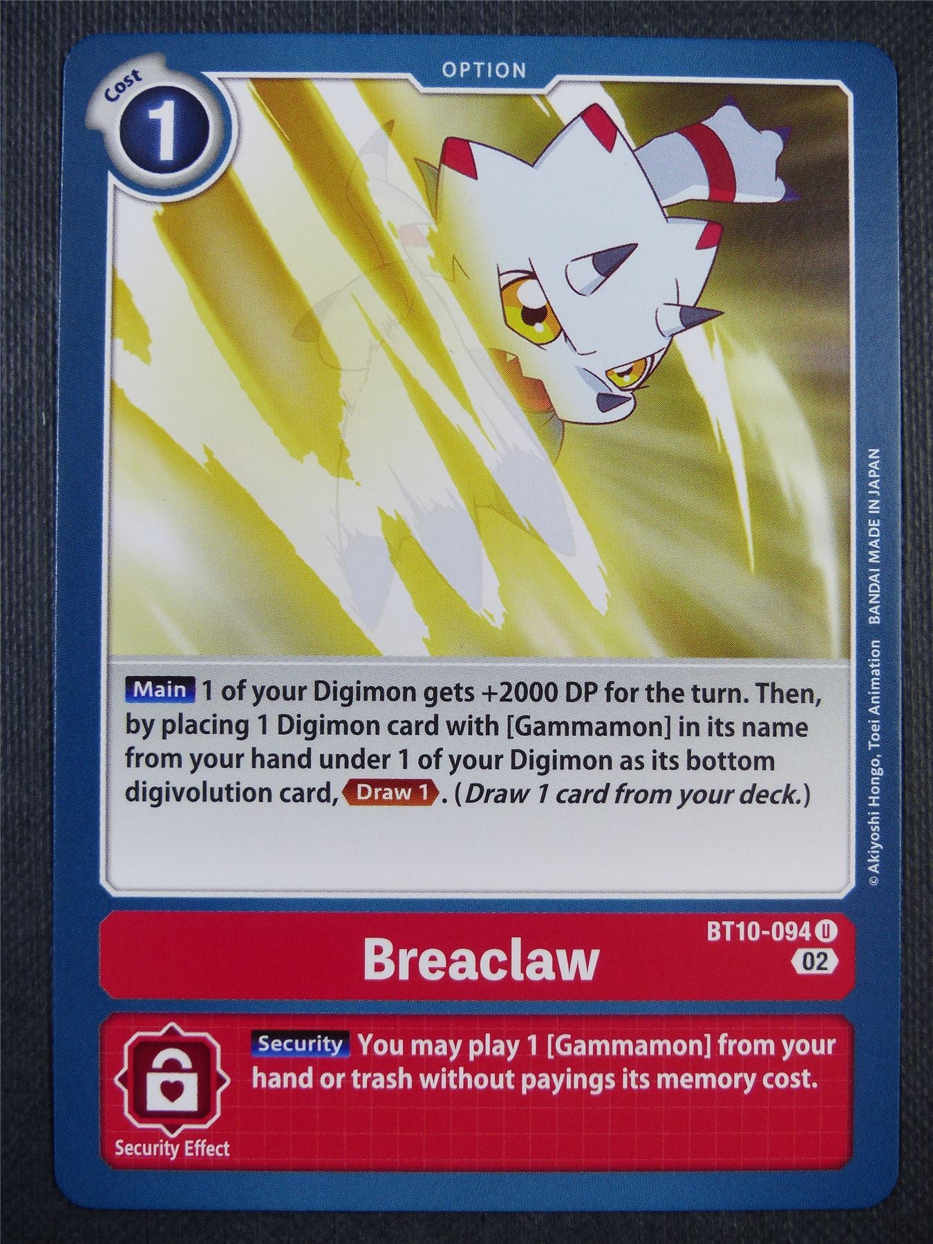 Breaclaw BT10-094 U - Xros Encounter - Digimon Card #98D