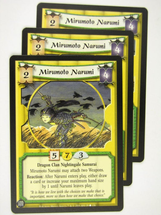 Vintage L5R Cards: MIRUMOTO NARUMI x3 # 16J50