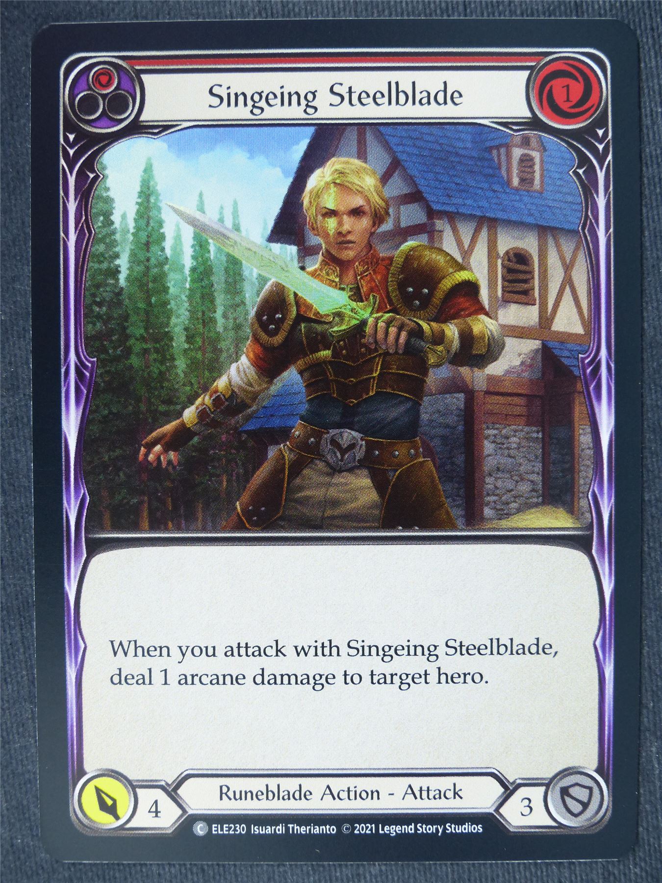 Singeing Steelblade C Foil Red - 1st Ed Tales of Aria - Flesh and Blood