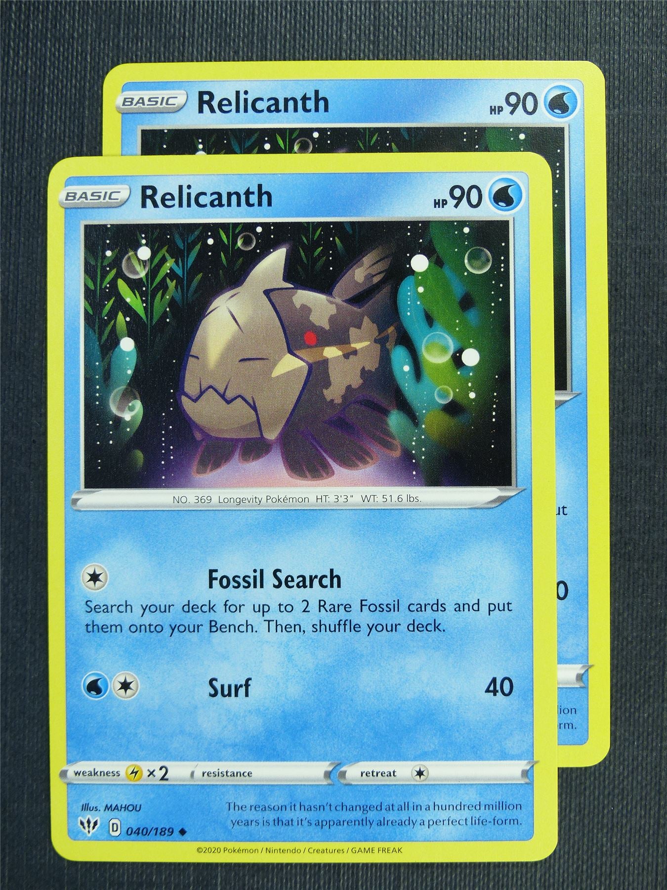 Relicanth 040/189 x2 - DAA - Pokemon Card #3DX Relicanth 040/189 x2 - DAA - Pokemon Card #3DX