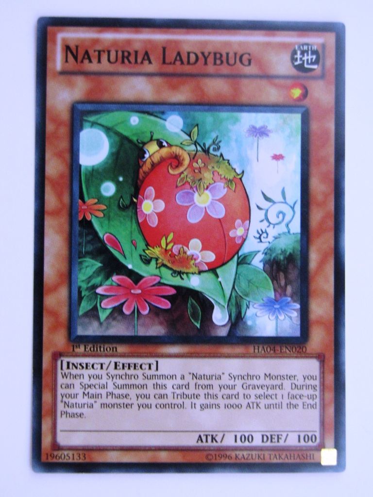 Yugioh Played Cards: NATURIA LADYBUG HA04 SUPER RARE # 31A55