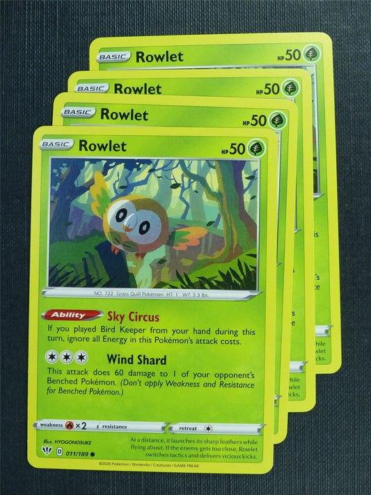 Rowlet 011/189 x4 - DAA - Pokemon Card  #3ES