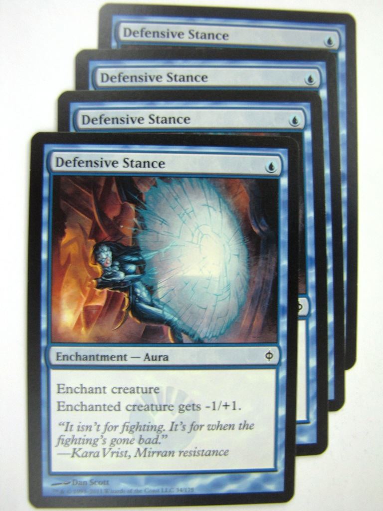 MTG Magic Played Cards: DEFENSIVE STANCE x4 # 8A82