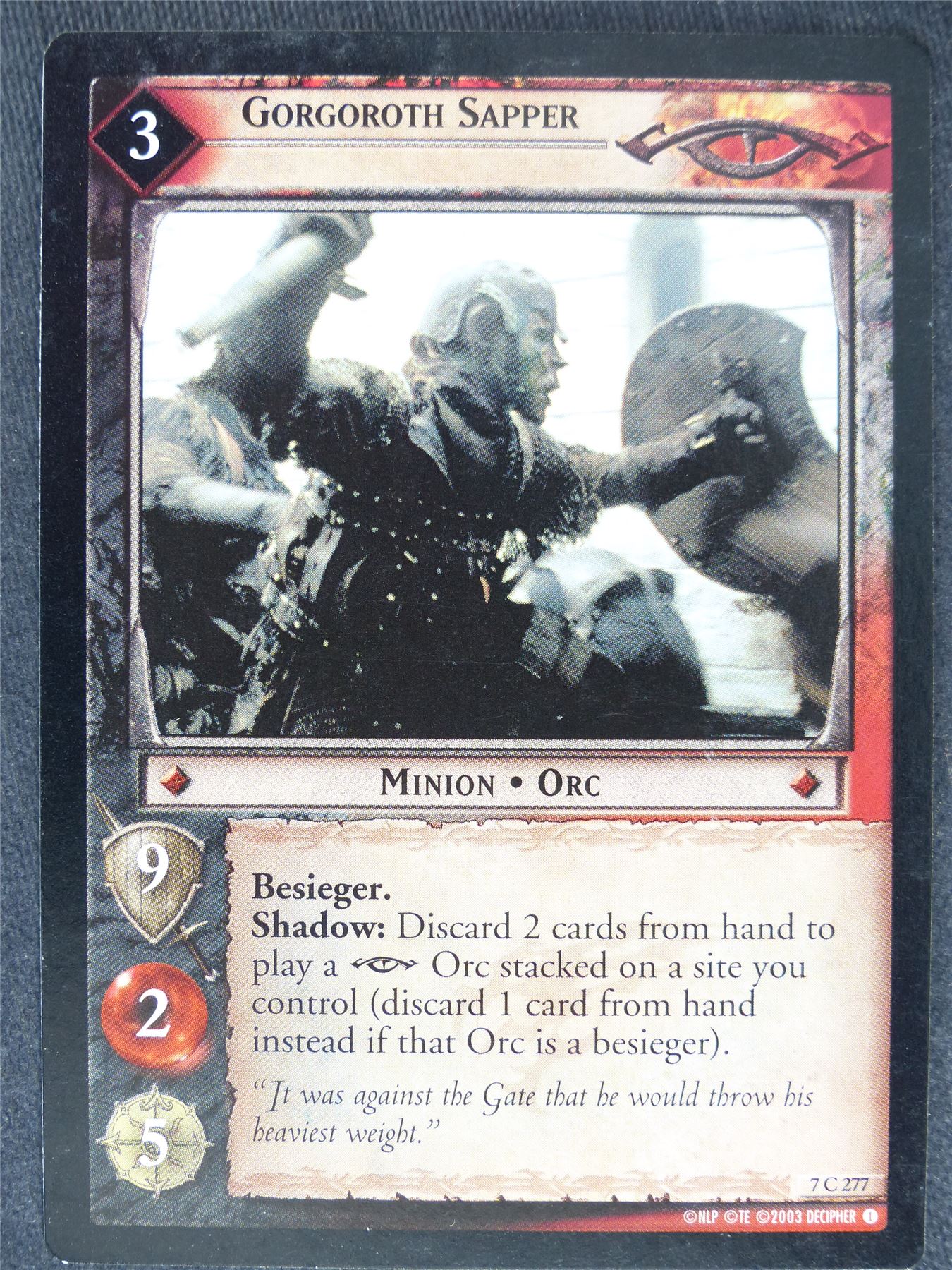 Gorgoroth Sapper 7 C 277 - played - LotR Cards #Z3