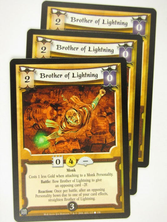 Vintage L5R Cards: BROTHER OF LIGHTNING x3 # 16J56