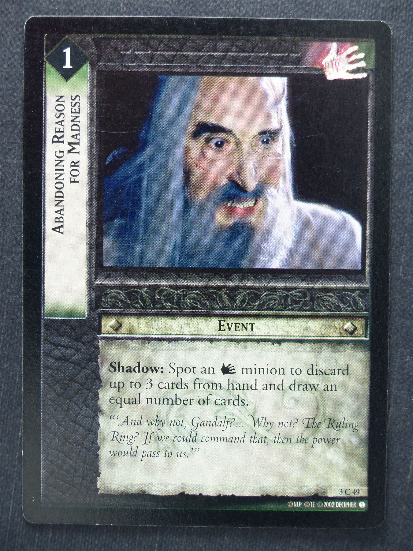 Abandoning Reason For Madness 3 C 49 - LotR Cards #SP