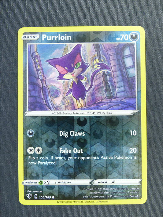 Purrloin 106/189 Reverse Holo - DAA - Pokemon Card  #3BZ