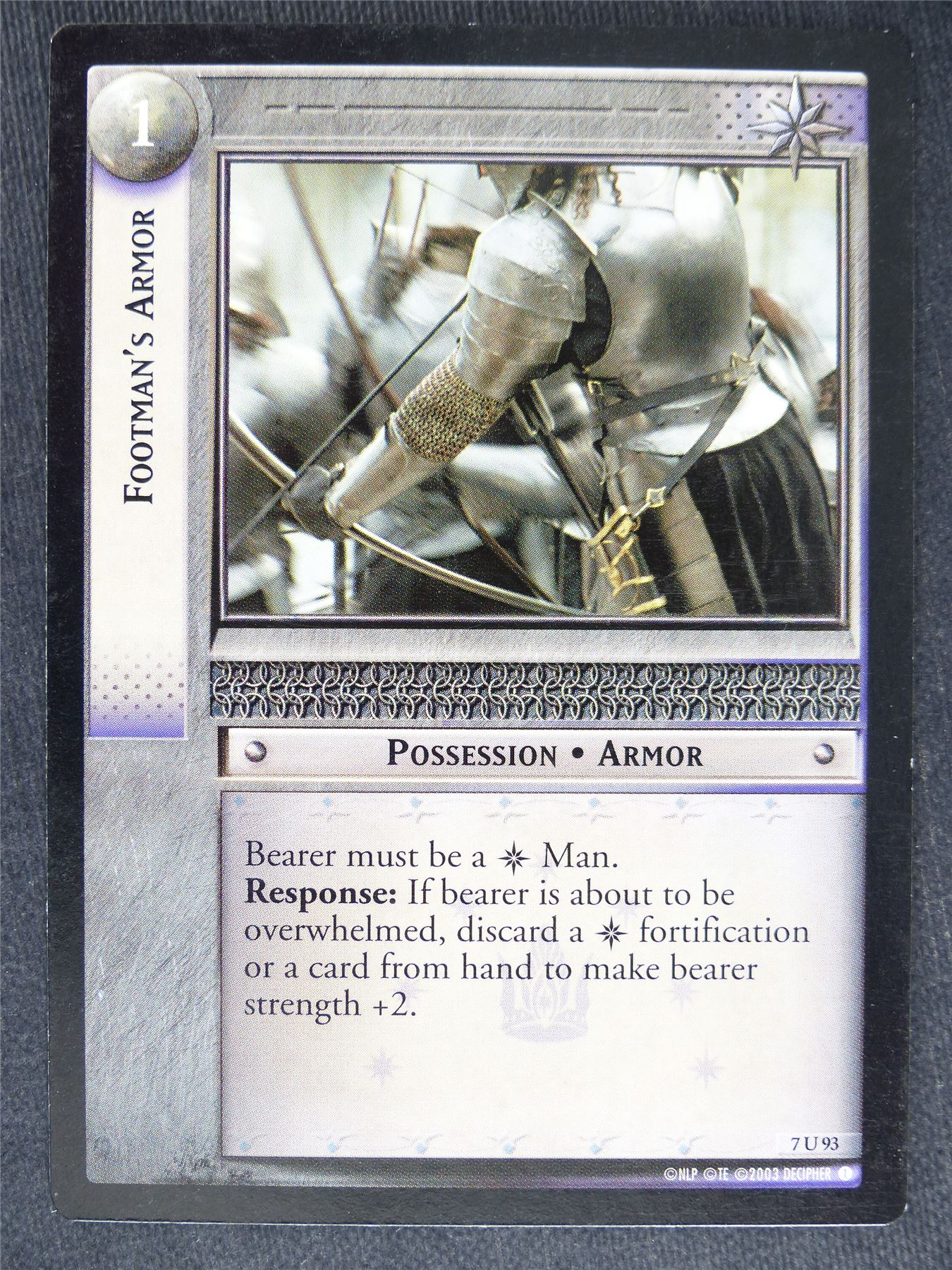 Footman's Armor 7 U 93 - played - LotR Cards #T2