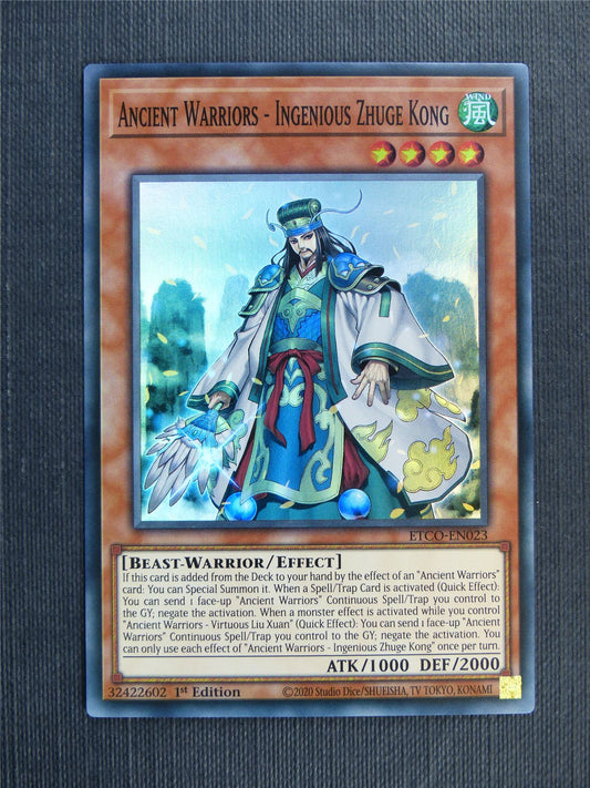 Ancient Warriors - Ingenious Zhuge Kong - Super Rare - ETCO - 1st ed Yugioh Card