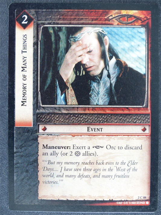 Memory of Many Things 2 C 88 - played - LotR Cards #Y2