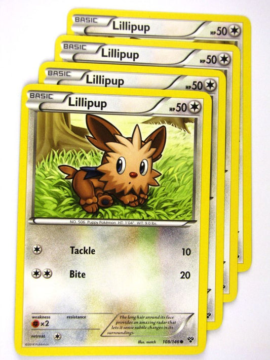 Pokemon Cards: LILLIPUP 108/146 x4: X & Y