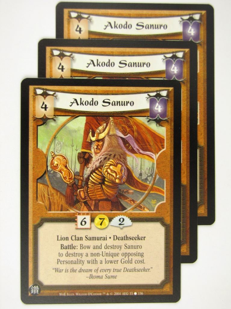 Vintage L5R Cards: AKODO SANURO x3 # 16J17