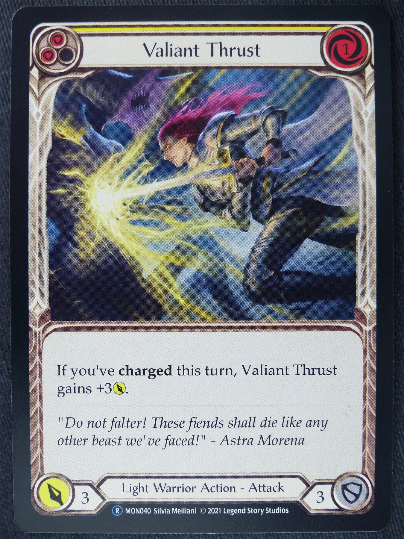Valiant Thrust Yellow - Monarch Unlimited - Flesh and Blood Cards #HM