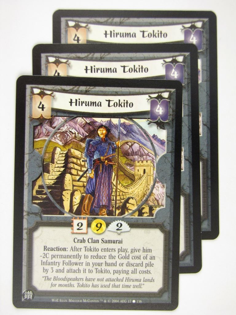 Vintage L5R Cards: HIRUMA TOKITO x3 # 16J11