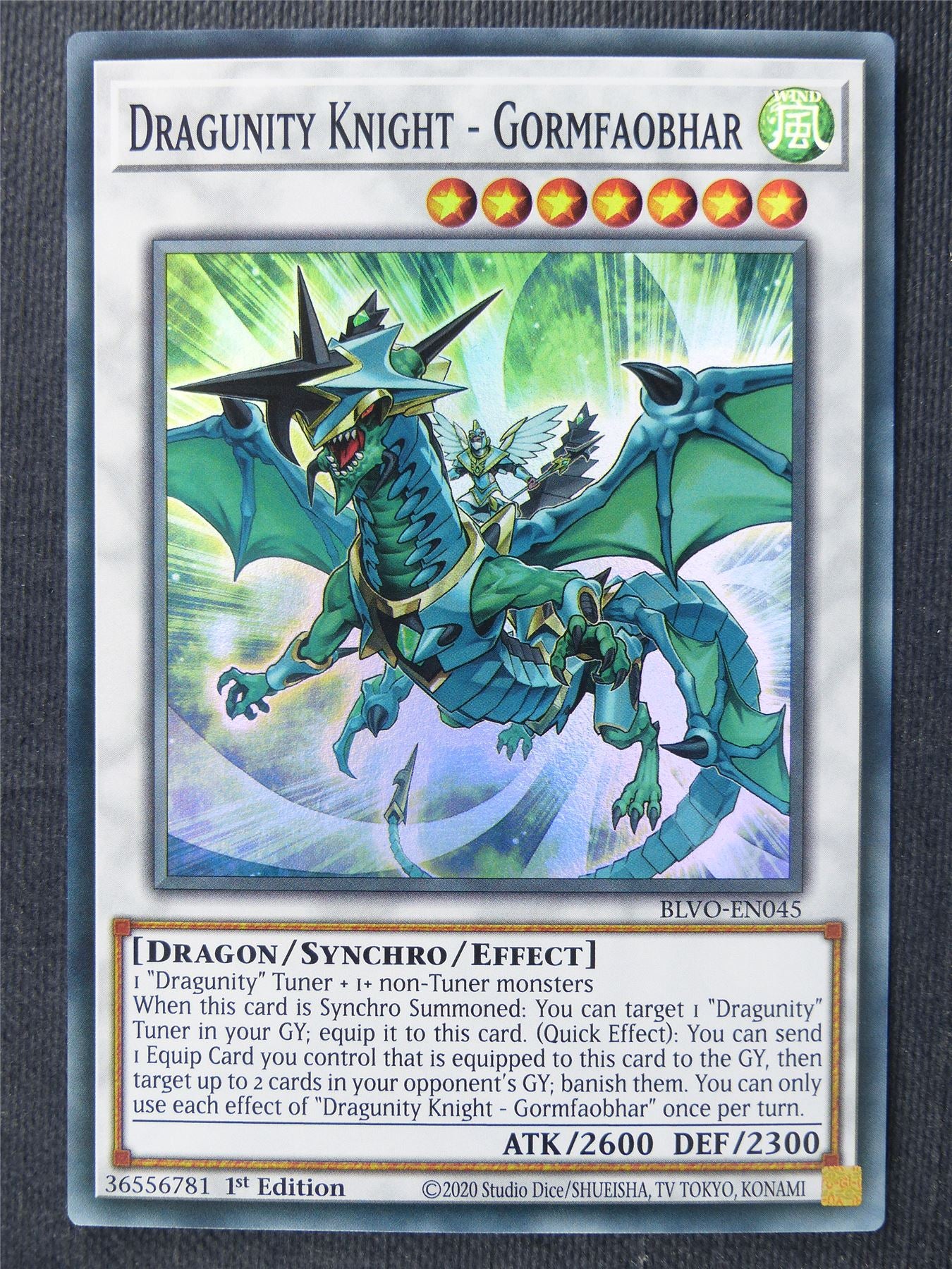 Dragunity Knight - Gormfaobhar BLVO Super Rare - 1st ed Yugioh Cards #37N