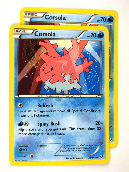 Pokemon Cards: CORSOLA 36/146 x2: X & Y