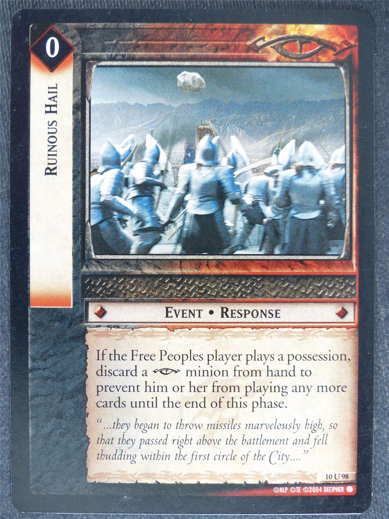 Ruinous Hail 10 U 98 - played - LotR Cards #X6