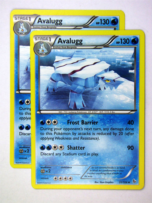 Pokemon CCG XY Flashfire - Avalugg 31/106 x2