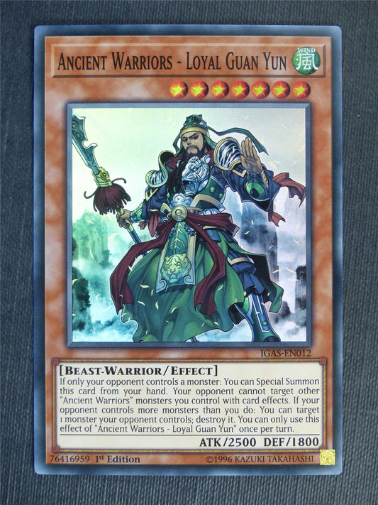 Ancient Warriors - Loyal Guan Yun IGAS Super Rare - 1st ed - Yugioh Cards #27L