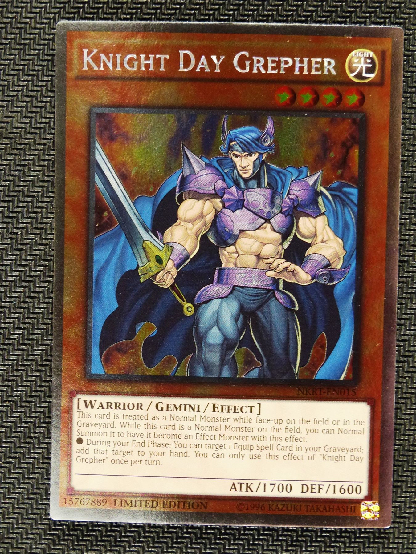 Noble Knight Grepher  - NKRT - Platinum Rare - Yugioh Card # 1B93