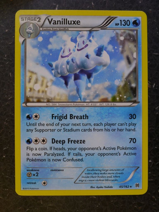 Pokemon Cards: VANILLUXE 45/162 RARE # 7A53