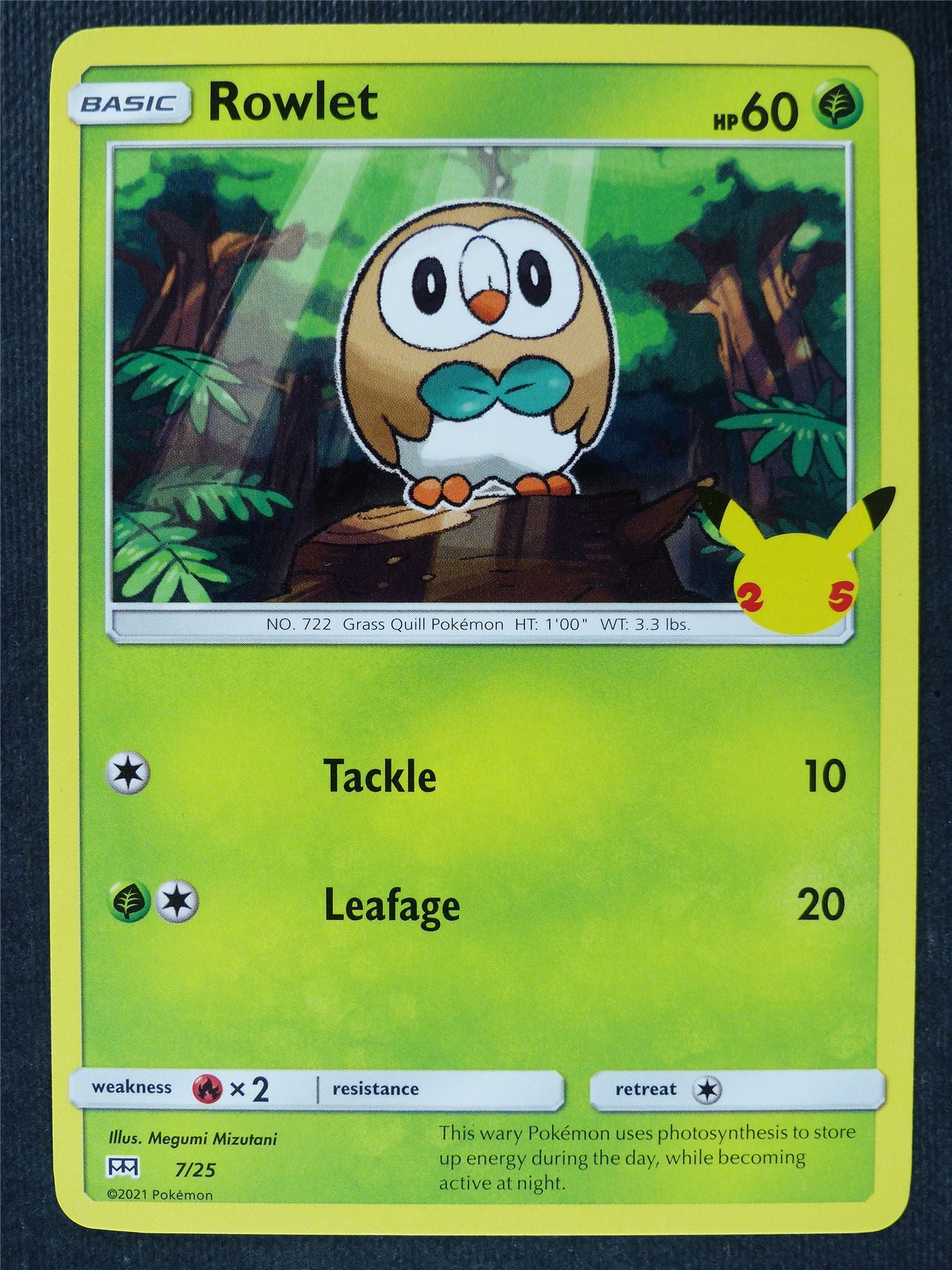 Rowlet 7/25 McDonalds Card - Pokemon Cards #D