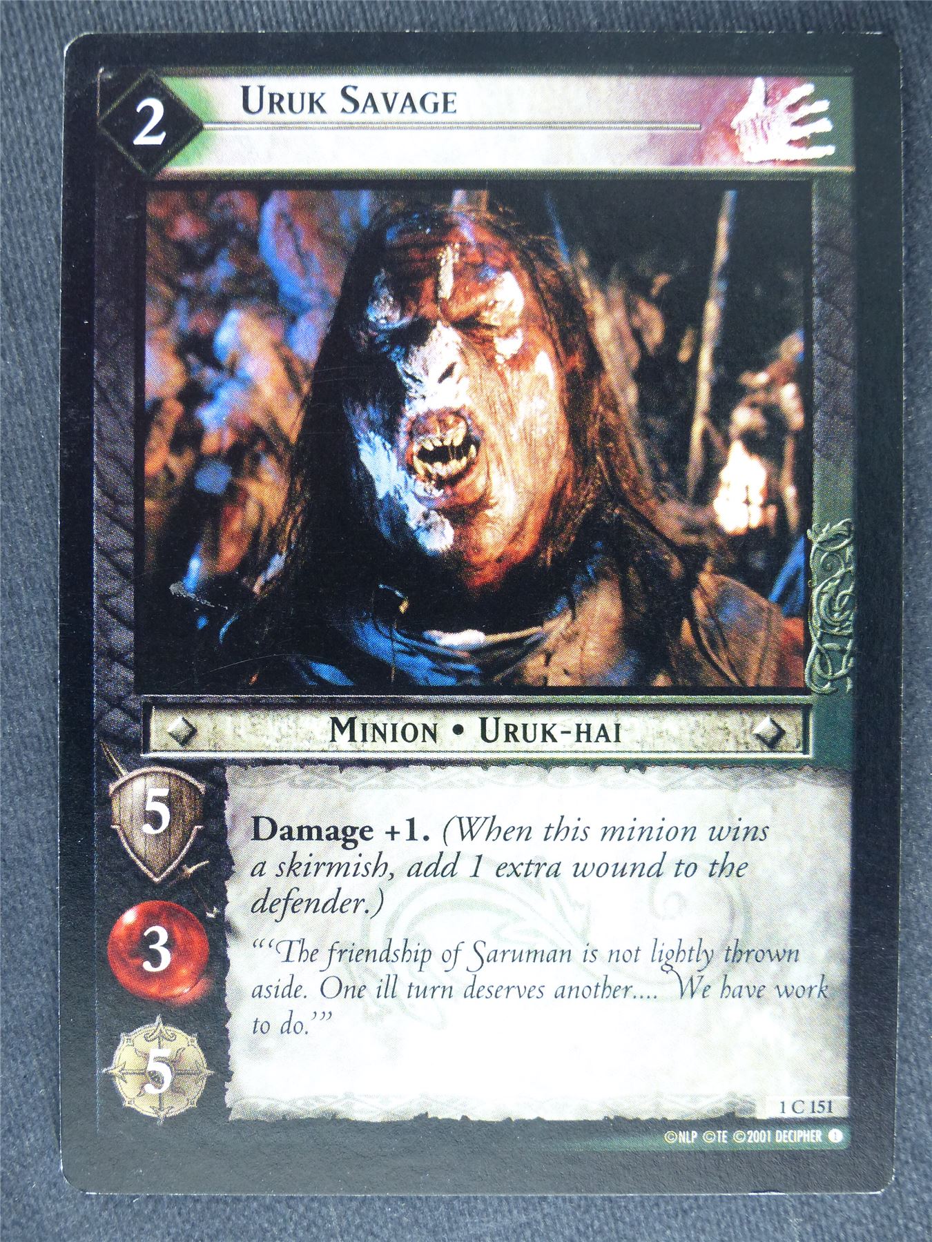 Uruk Savage 1 C 151 - played - LotR Cards #MZ