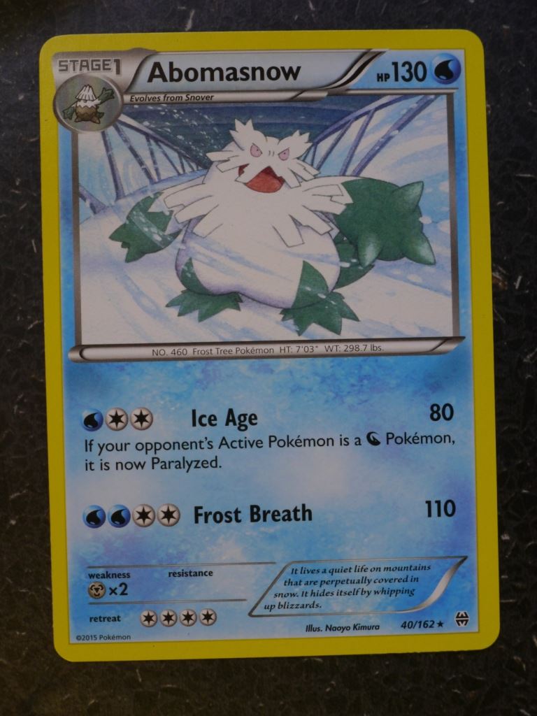 Pokemon Cards: ABOMASNOW 40/162 RARE # 6A72