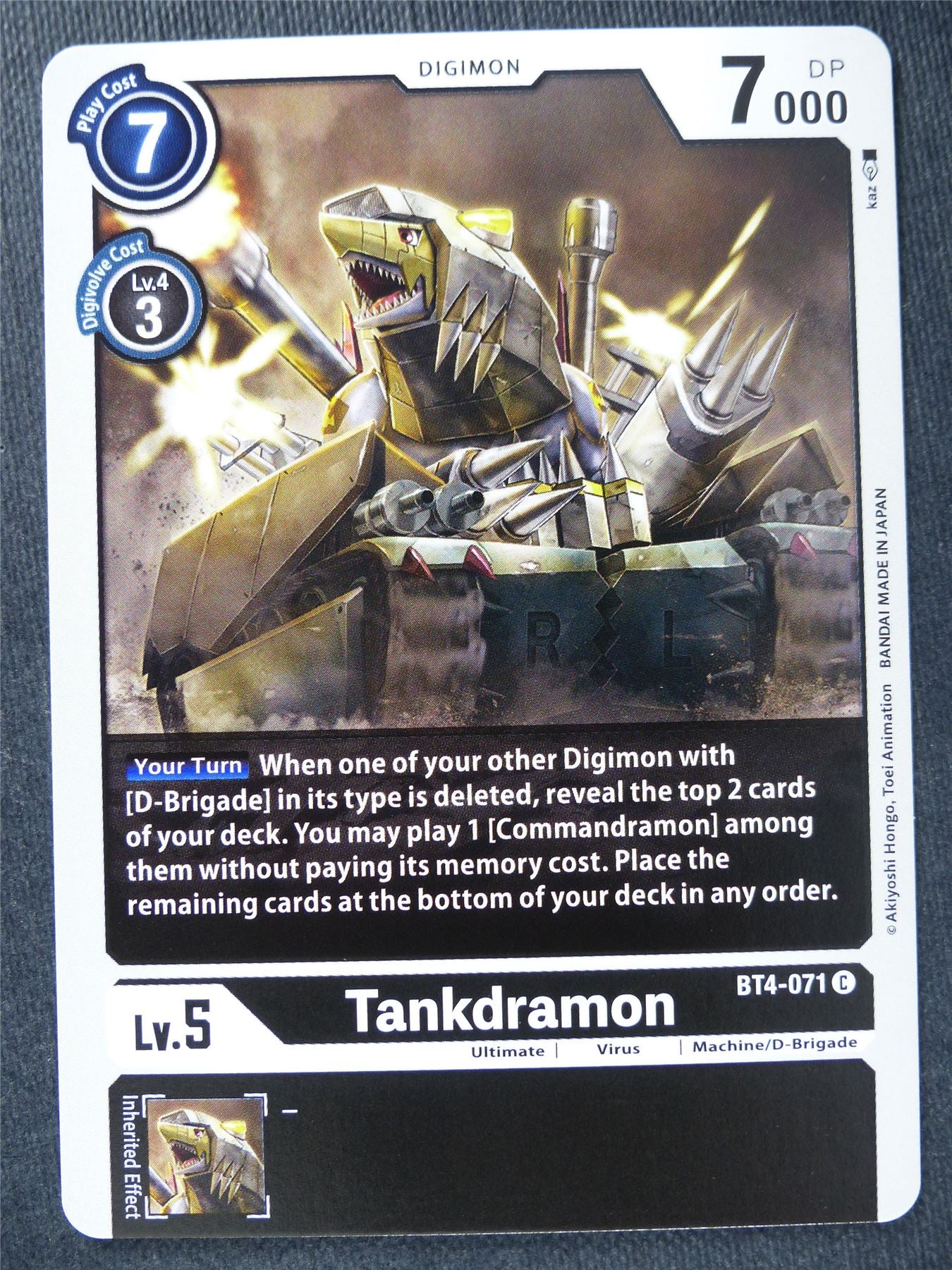 Tankdramon BT4-071 C - Digimon Cards #10D