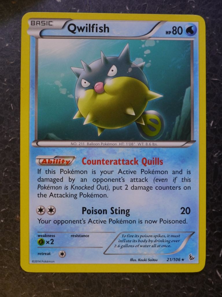 Pokemon Cards: QWILFISH 21/106 RARE # 6B95