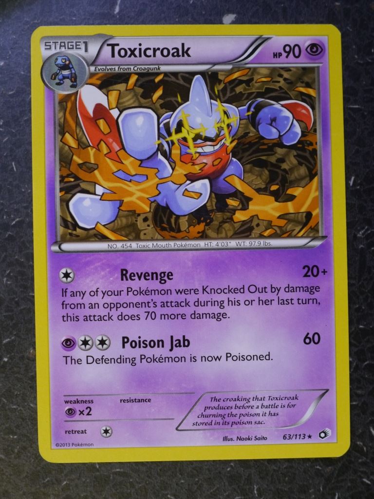 Pokemon Cards: TOXICROAK 63/113 RARE # 5J92