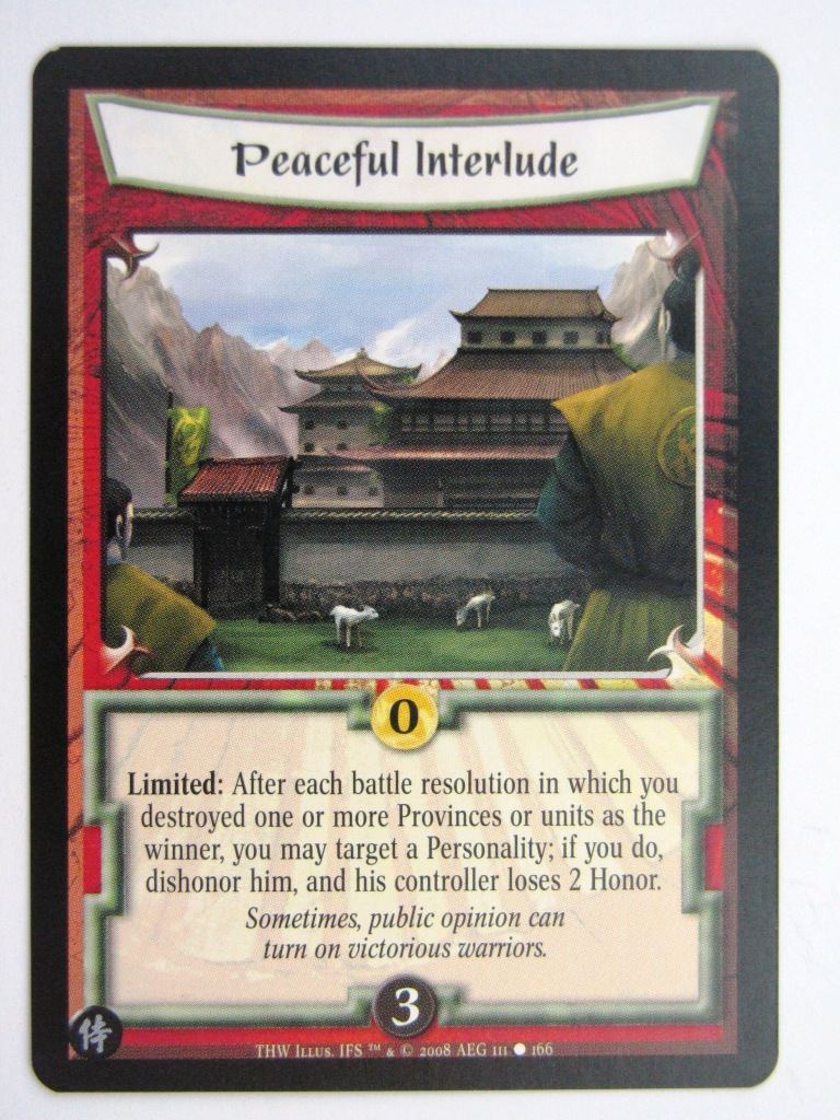 Vintage L5R Cards: PEACEFUL INTERLUDE # 27F85