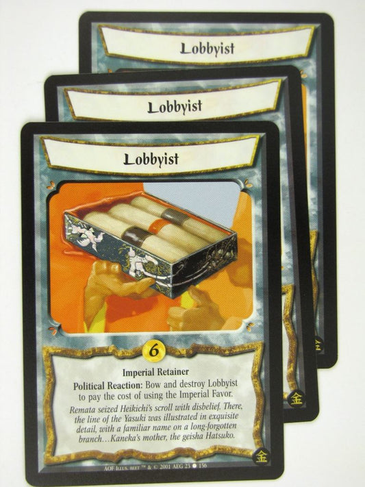 Vintage L5R Cards: LOBBYIST x3 # 17A9