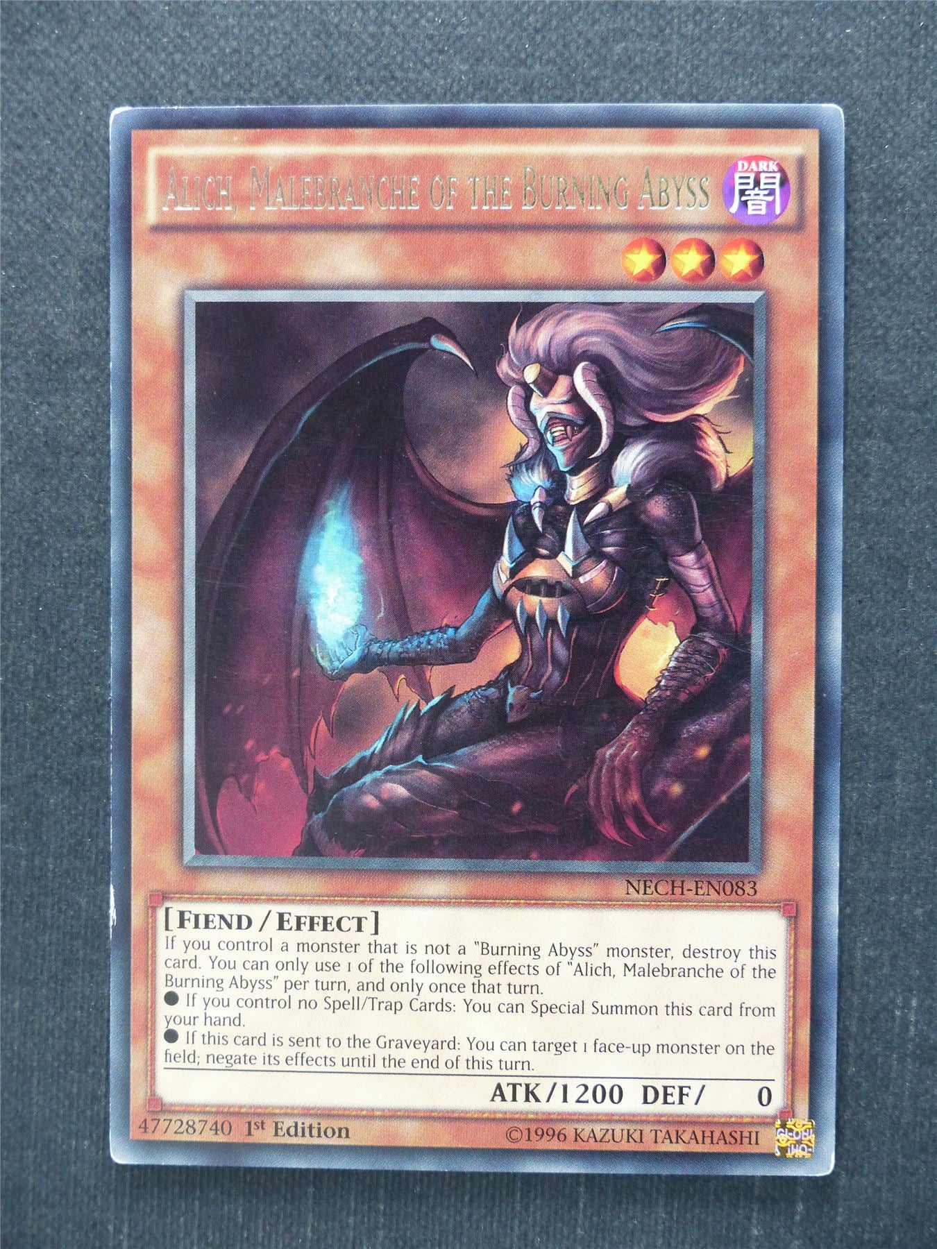 Alich Malebranche of the Burning Abyss NECH Rare - 1st ed - Yugioh Cards #LV