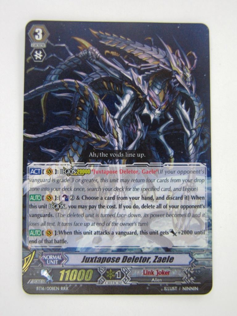 Vanguard Cards: JUXTAPOSE DELETOR, ZAELE BT16 RRR # 9E55